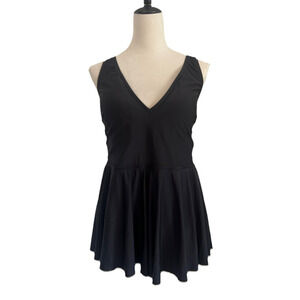 Essentials By Catalina Swim Dress Womens 2X Black Plunge Neck Swimsuit NWT